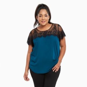 Teal Satin and Lace top